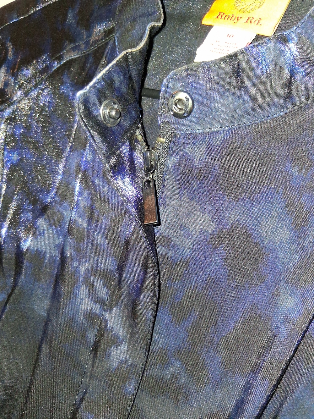 Ruby Rd. Blue and Black Patterned Blazer - Picture 4 of 5